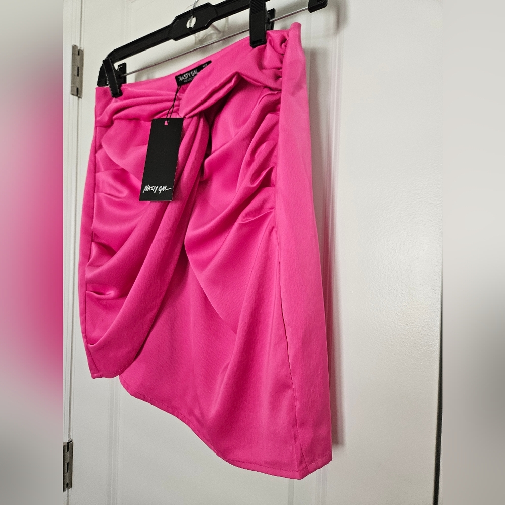 NWT Nasty Gal  Pink Satin Knot Skirt Co Ord SIZE US 2 | UK 6